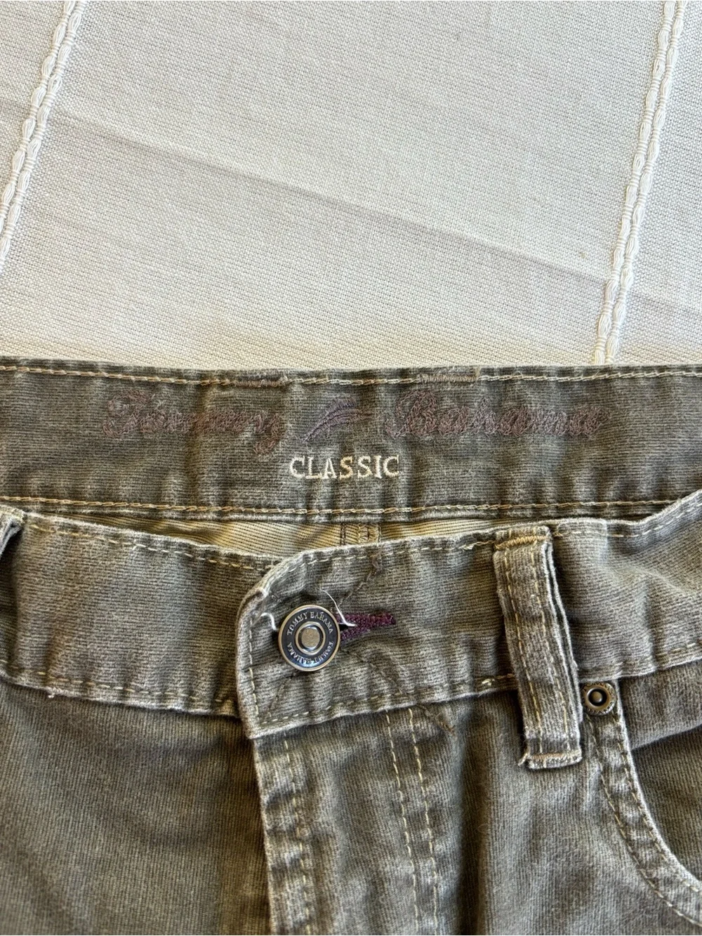 Tommy Bahama Classic Fit Corduroy Pants Olive Green Gray 35x30